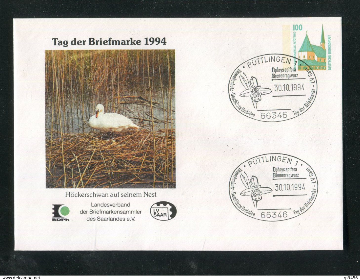 "BUNDESREPUBLIK DEUTSCHLAND" 1994, Privat-Ganzsachenumschlag "Hoeckerschwan", SSt. "Puettlingen" (C369) - Enveloppes Privées - Oblitérées