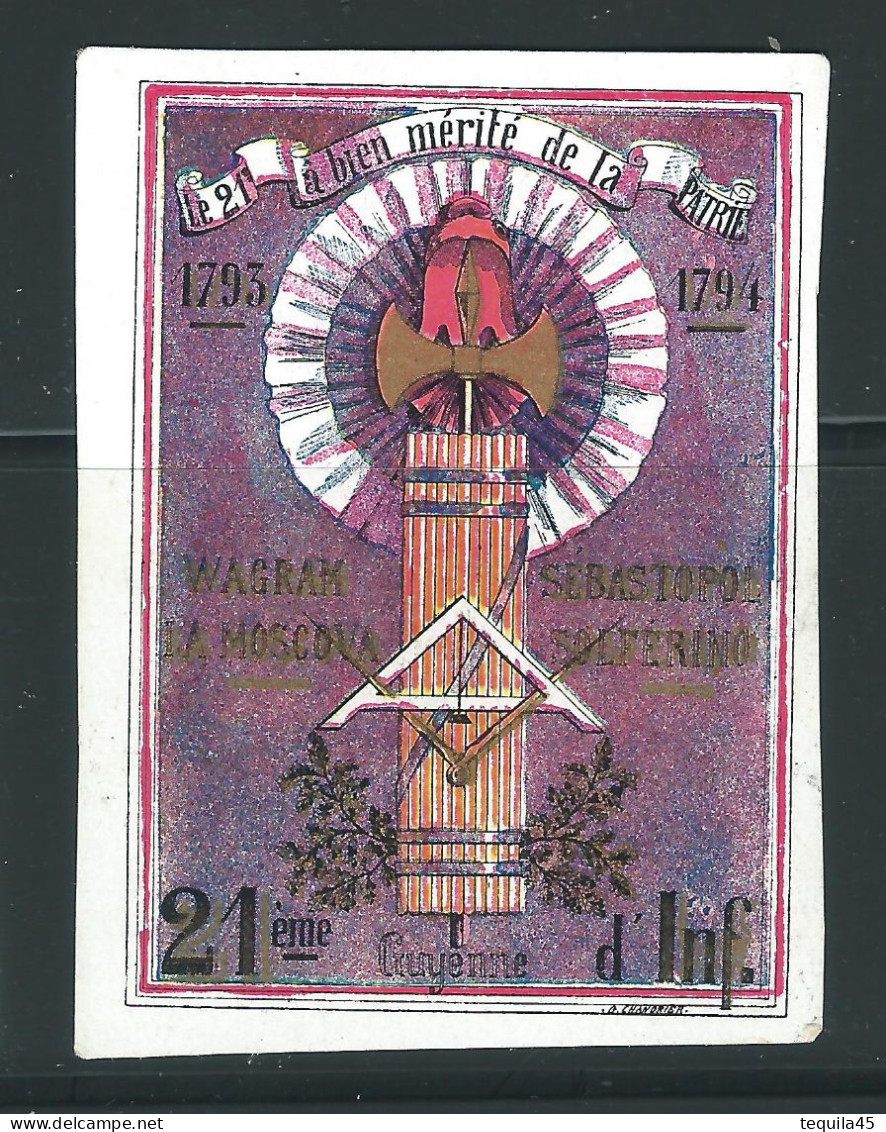 Rare : Vignette DELANDRE - France 21 éme Régt D'infanterie De Ligne - 1914 -18 WWI WW1 Poster Stamp - Erinnophilie