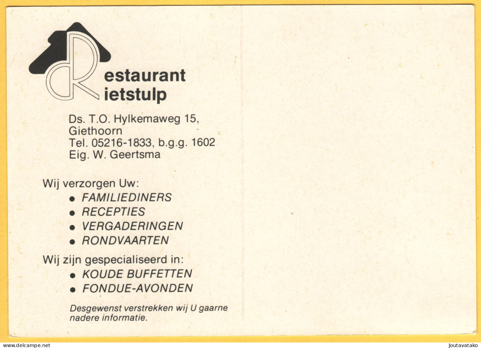 Restaurant Rietstulp - Giethoorn - Holland, Netherlands - Giethoorn