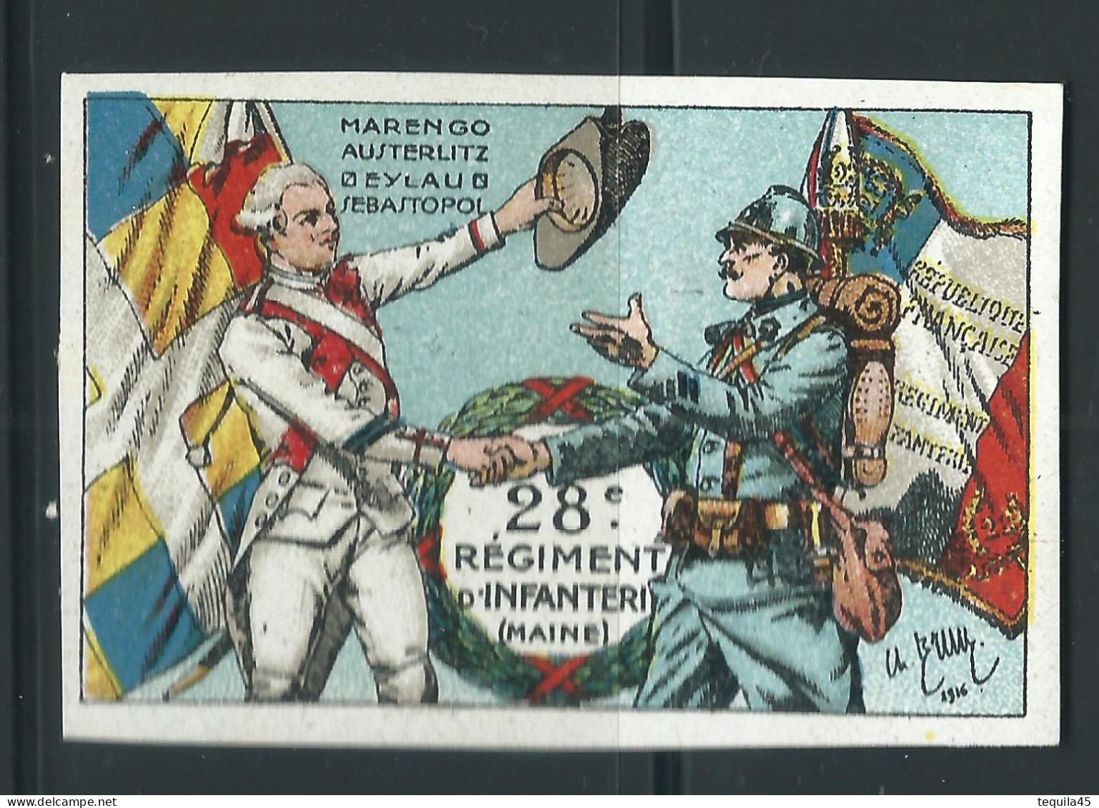 Rare : Vignette DELANDRE - France 28 éme Régt D'infanterie De Ligne - 1914 -18 WWI WW1 Poster Stamp - Erinnophilie