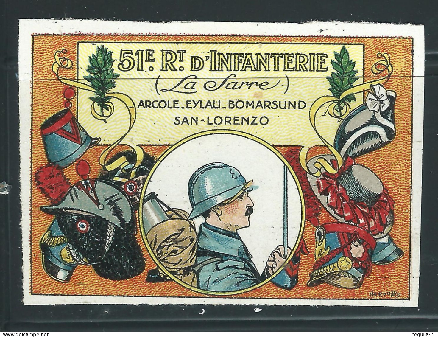 Rare : Vignette DELANDRE - France 51 éme Régt D'infanterie De Ligne - 1914 -18 WWI WW1 Poster Stamp - Erinnophilie