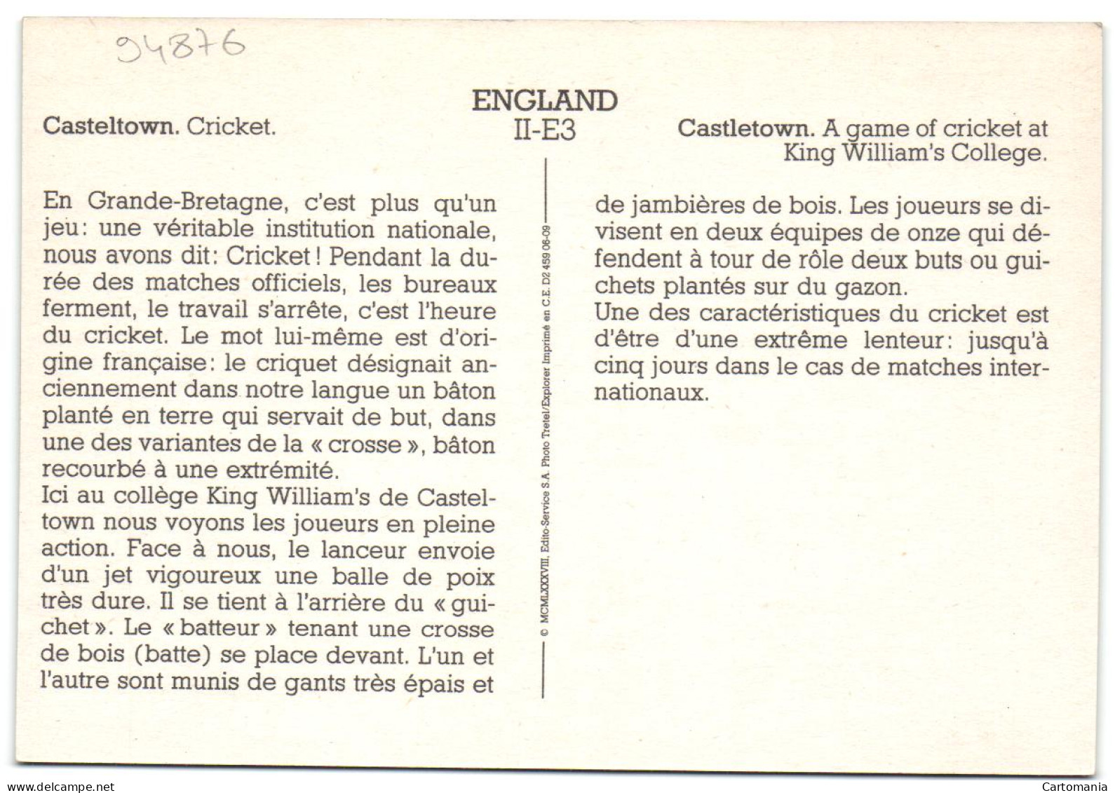 Casteltown - A Game Of Cricket At King William's College - Isle Of Man