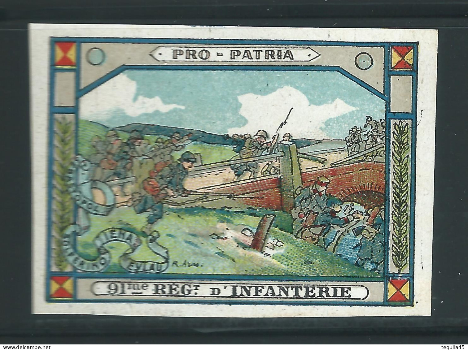 Rare : Vignette DELANDRE - France 91 éme Régt D'infanterie De Ligne - 1914 -18 WWI WW1 Poster Stamp - Erinnophilie