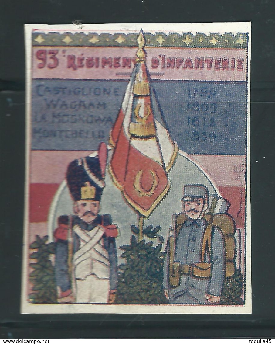 Rare : Vignette DELANDRE - France 93 éme Régt D'infanterie De Ligne - 1914 -18 WWI WW1 Poster Stamp - Erinnophilie