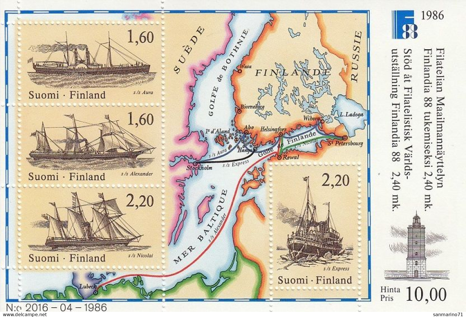 FINLAND Block 2,unused,ships - Blocs-feuillets