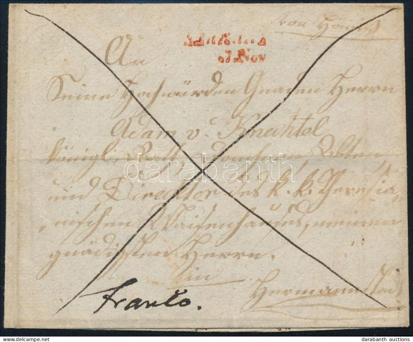 1839 Franco, Piros / Red "Sárkány / 17 Nov" - Hermannstadt. RRR! (Müller, Bér, Gudlin Ismeretlen / Unknown, Rompes 170 P - Sonstige & Ohne Zuordnung