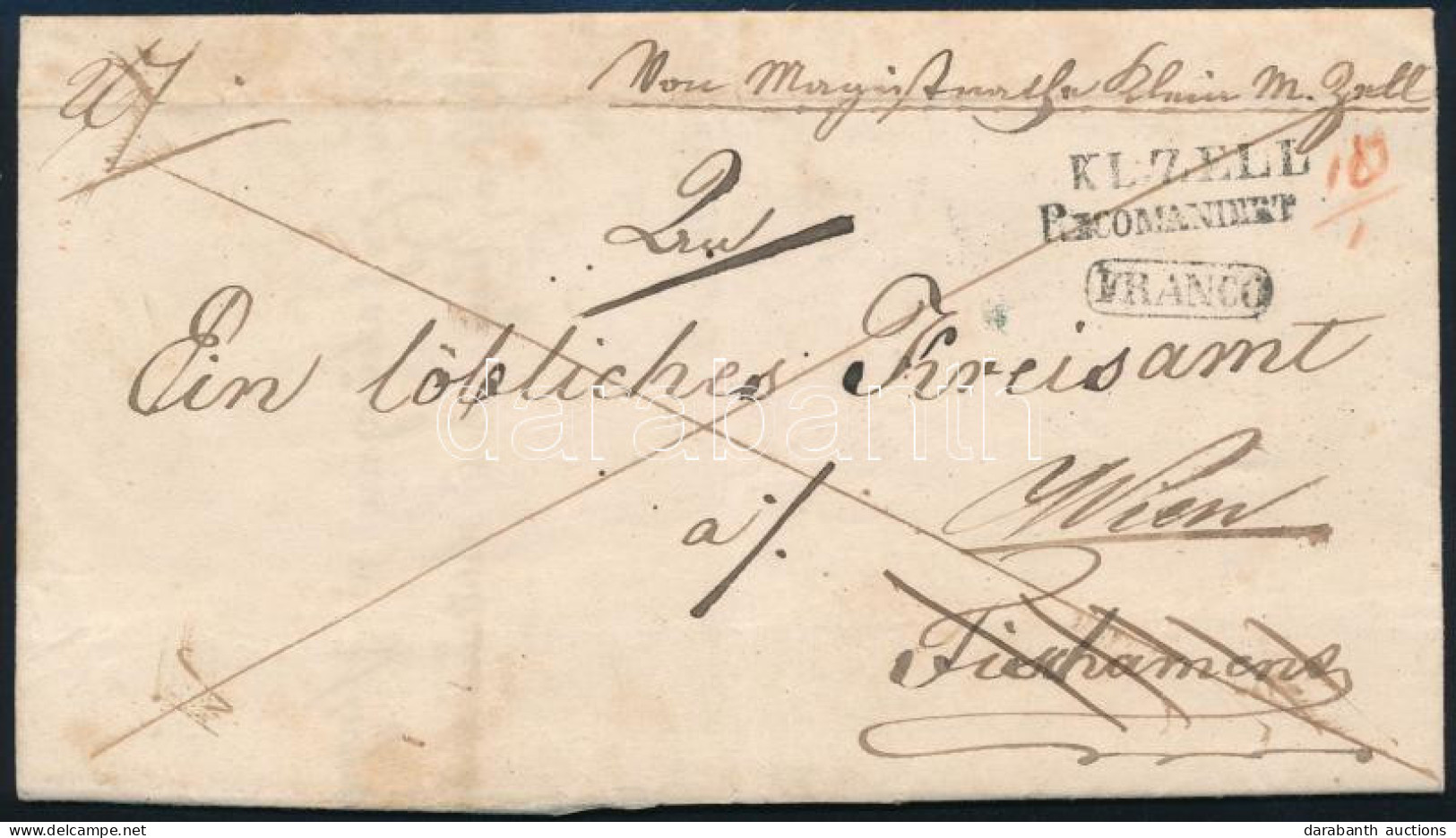 1847 Franco Cover "KL.ZELL RECOMANDIRT" - Kék / Blue "FISCHAMEND" - Wien - Sonstige & Ohne Zuordnung