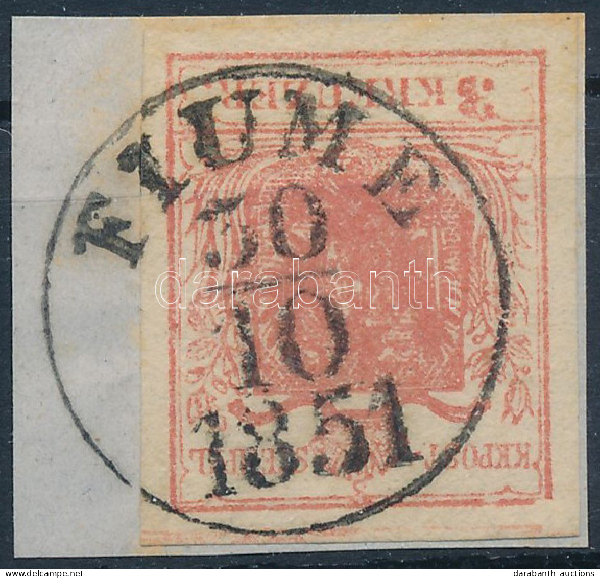 1850 3kr Rózsaszín HP Ia, Látványosan Kiemelt Középrész Eltolódva, Közlécnyomat / Rose, Highlighted Shifted Middle Part, - Other & Unclassified