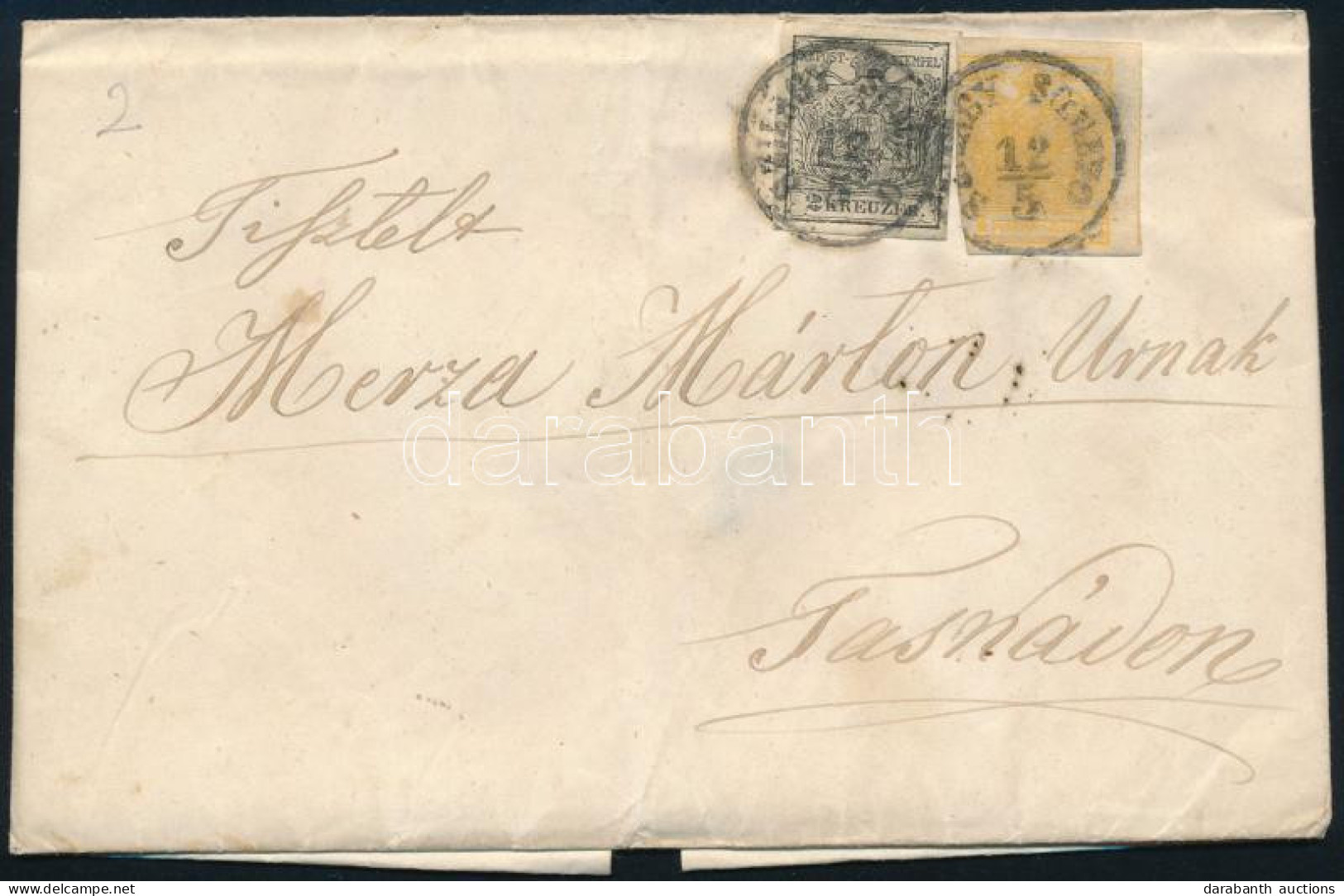 1855 1kr + 2kr Levélen / On Cover "SZILÁGY SOMLYÓ" - "TASNÁD" - Otros & Sin Clasificación