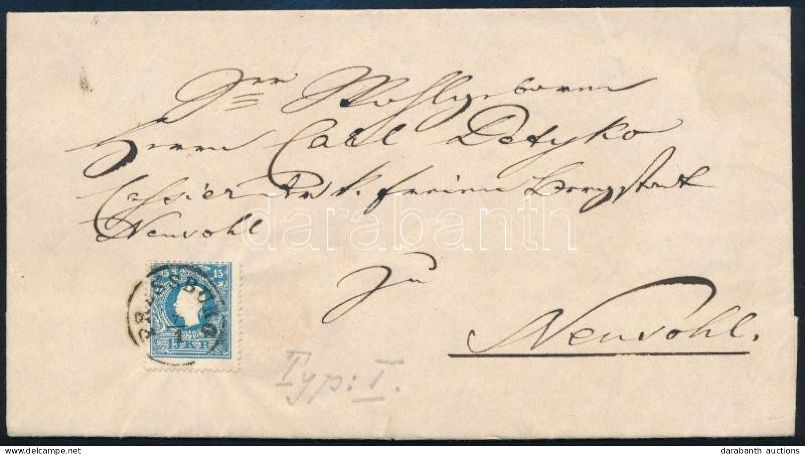 1859 15kr I. Típus Levélen / Type I. On Cover "PRESSBURG" - Neusohl - Autres & Non Classés