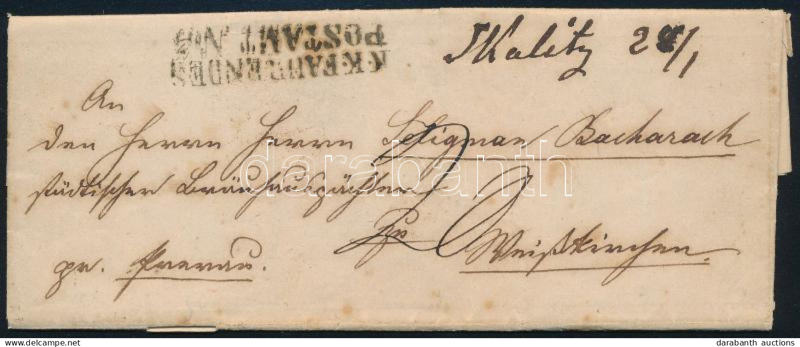 1859 20kr Portós Levél "Skalitz" Kézi + "K.K. FAHRENDES POSTAMT No.3." Bélyegzéssel / Unpaid Cover - Autres & Non Classés