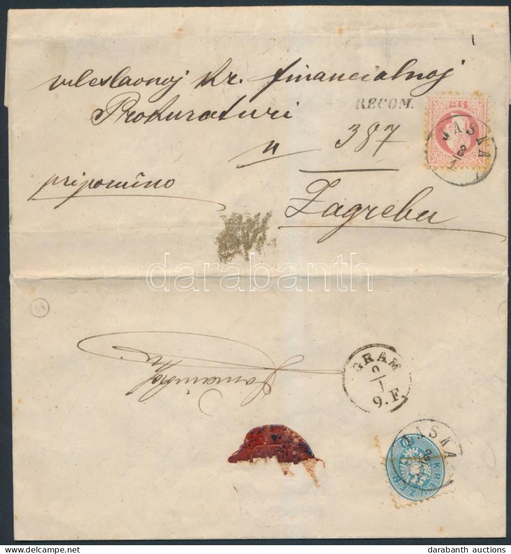 1868 1867 5kr + 1864 10kr Hátoldalon (felbontáskor Elvágva és Visszaragasztva) Vegyes Bérmentesítésű Ajánlott Levélen /  - Autres & Non Classés