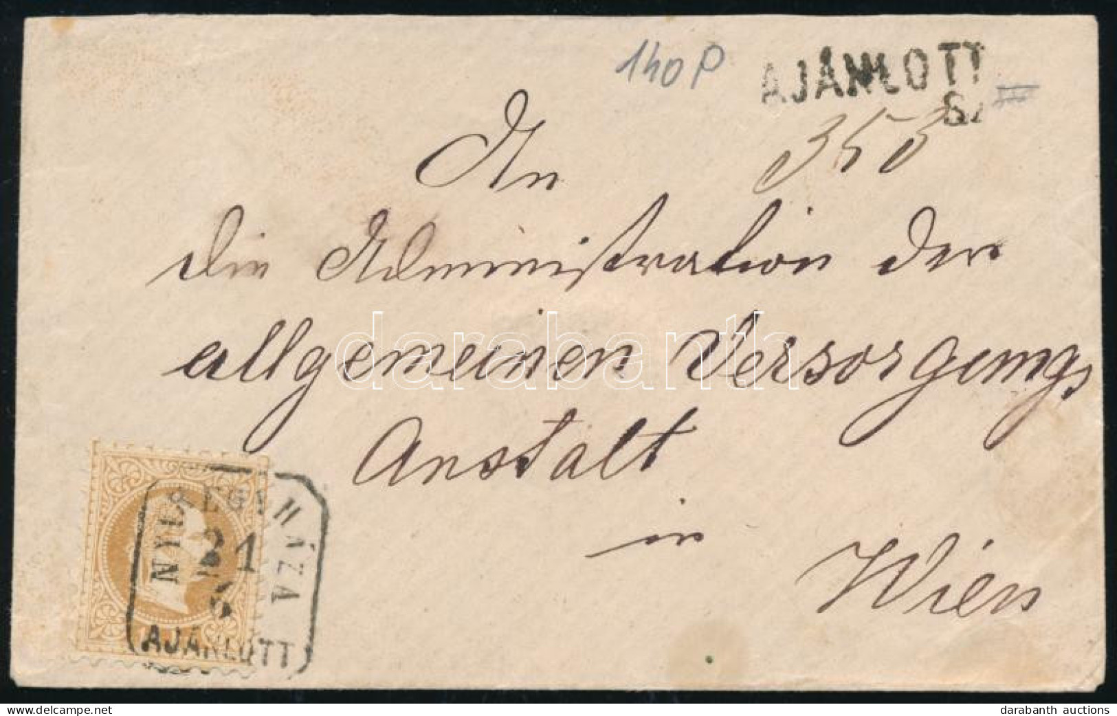 1870 15kr Festékhiányos Nyomat Ajánlott Levélen / 15kr Dry Print On Registered Cover "NYIREGYHÁZA / AJÁNLOTT" - Wien - Sonstige & Ohne Zuordnung