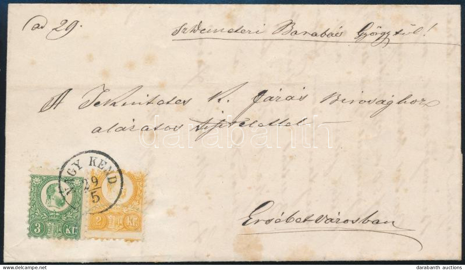 1872 Réznyomat 2kr Látványosan Elfogazva + 3kr Levélen / 2kr With Shifted Perforation + 3kr On Cover "NAGY KEND" - Other & Unclassified