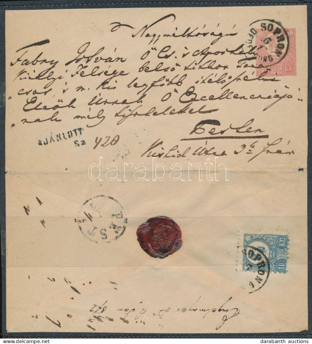 1872 5kr Díjjegyes Boríték Réznyomat 10kr Díjkiegészítéssel Ajánlott Küldeményként Feladva / Registered 5kr PS-cover Wit - Other & Unclassified