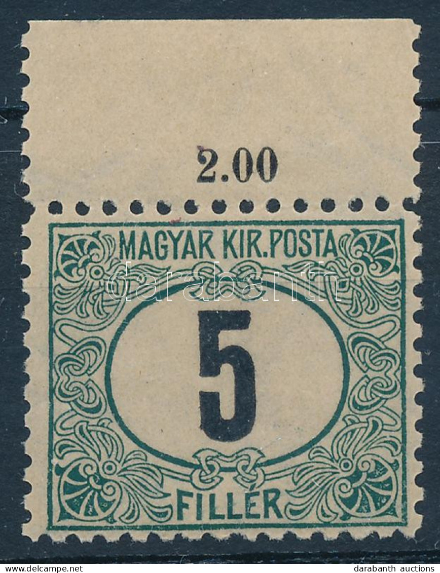 ** 1903 Zöldportó 5f ívszéli Bélyeg Csillagvízjellel, 11 1/2 Fogazással (feltételezett Katalógusértéke 150.000) (falc Az - Other & Unclassified