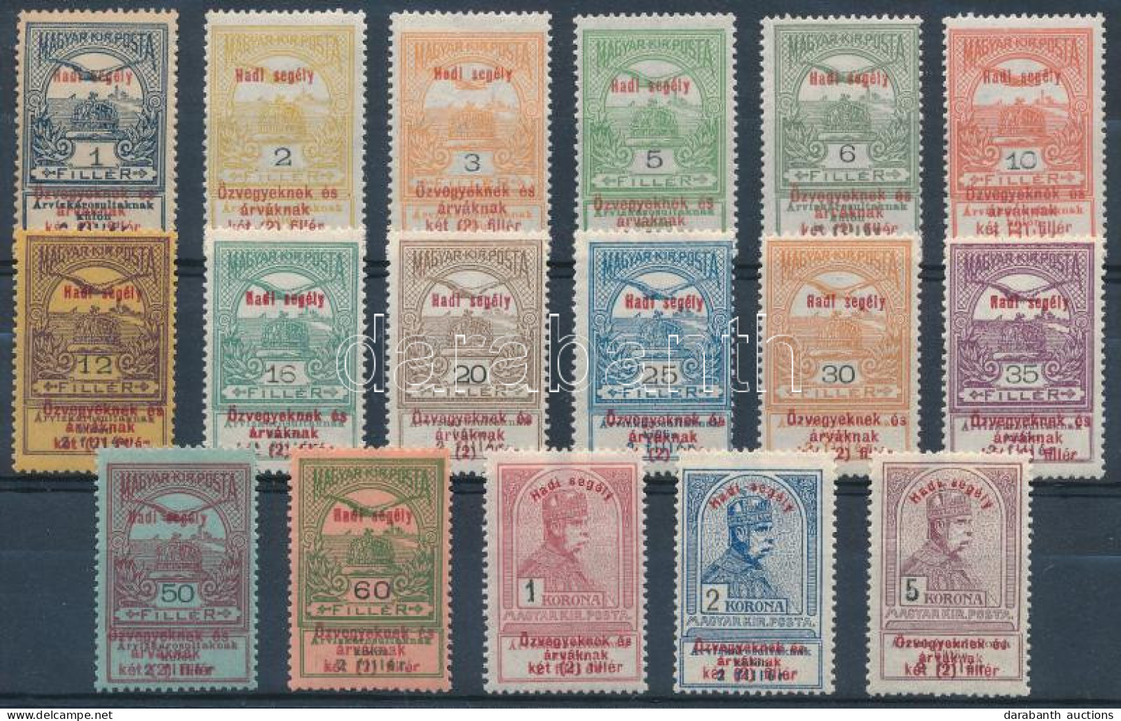 ** 1914 Hadisegély I. Próbanyomat Sor (120.000) / Mi 145-161 Complete Proof Set. Signed: Leitold - Otros & Sin Clasificación