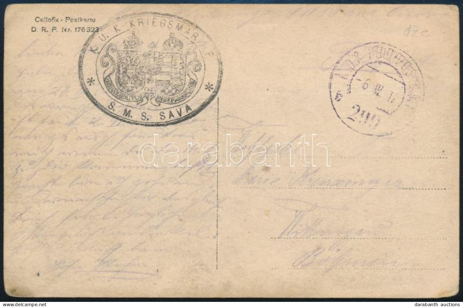 1917 Tábori Posta Képeslap / Field Postcard "K.u.k. KRIEGSMARINE / S.M.S. SAVA" + "FP 299 B" - Andere & Zonder Classificatie