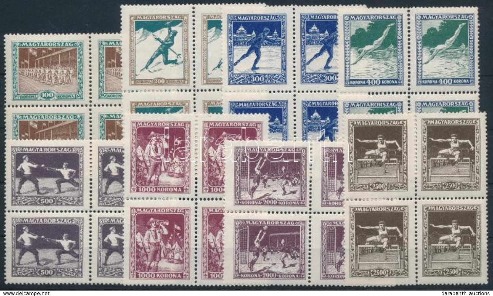 ** 1925 Sport Sor Négyes Tömbökben (60.000++) / Mi 403-410 Blocks Of 4 - Autres & Non Classés