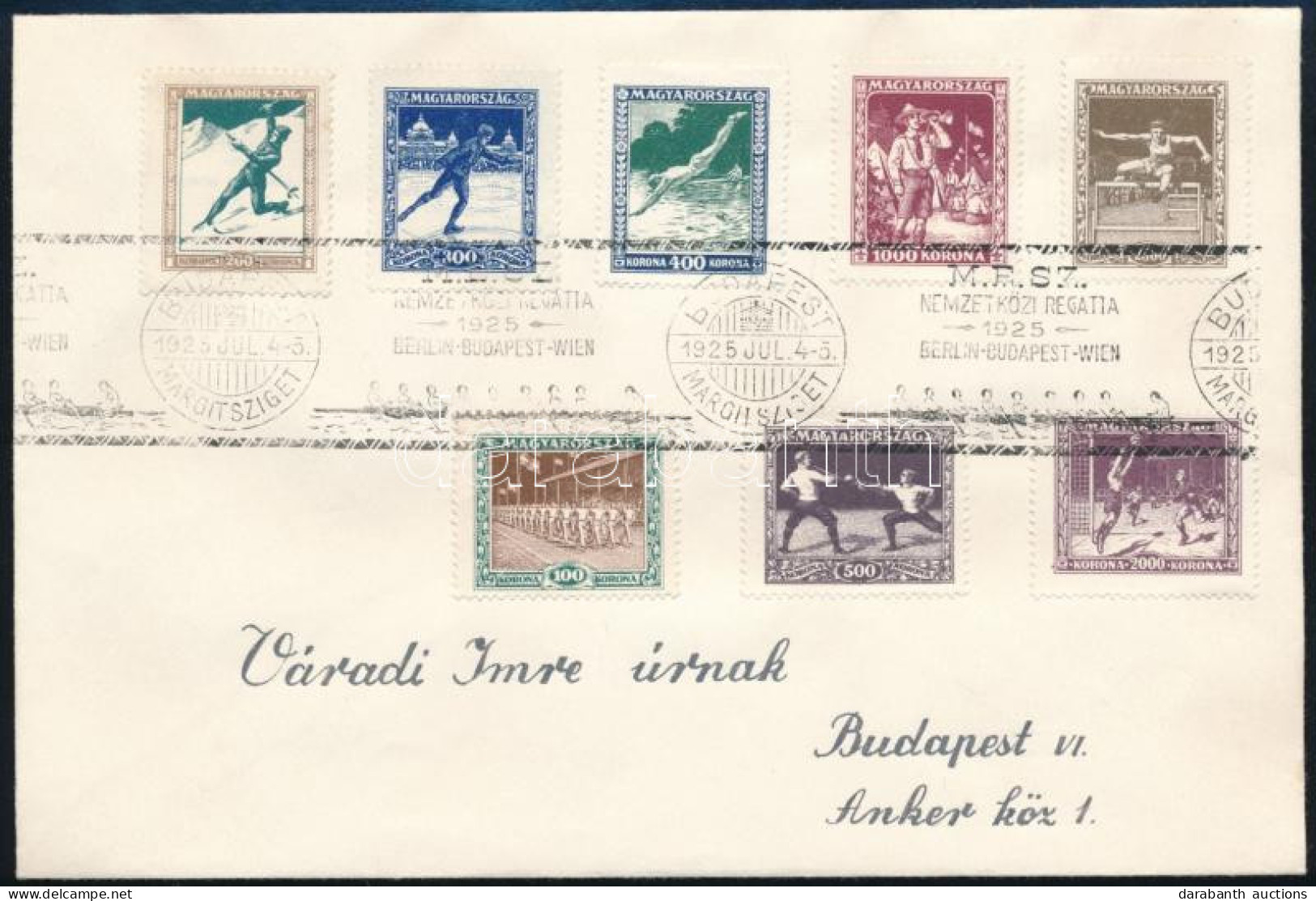 1925 Sport Sor Helyi Levélen Ritka Alkalmi Bélyegzéssel / Mi 403-410 On Local Cover With Special Cancellation - Altri & Non Classificati