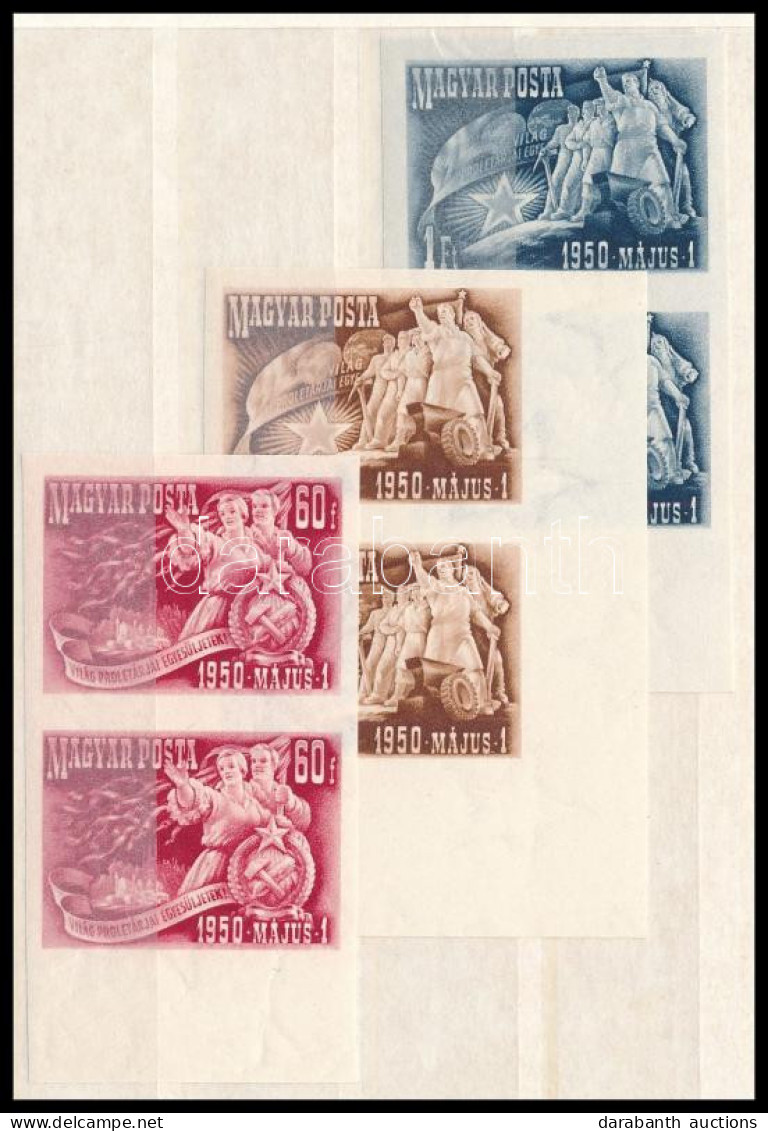 ** 1950 Május 1. Vágott Sor ívszéli Párokban (34.000) / Mi 1095-1097 Imperforate Margin Pairs - Otros & Sin Clasificación