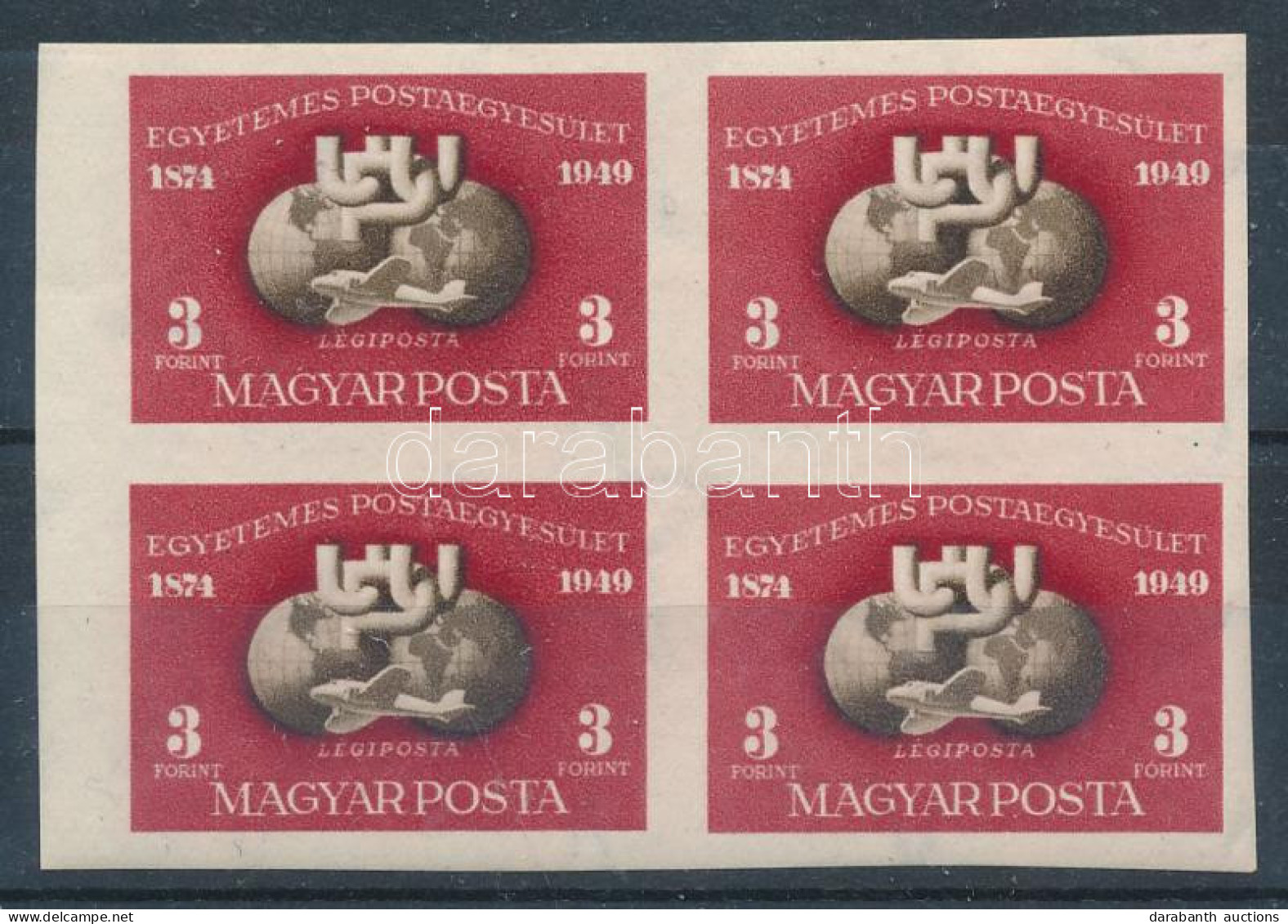 ** 1950 UPU Blokkból Kivágott Négyestömb (56.000) (halvány Saroktörés) / Mi 1111 Imperforate Block Of 4 (slight Corner F - Autres & Non Classés