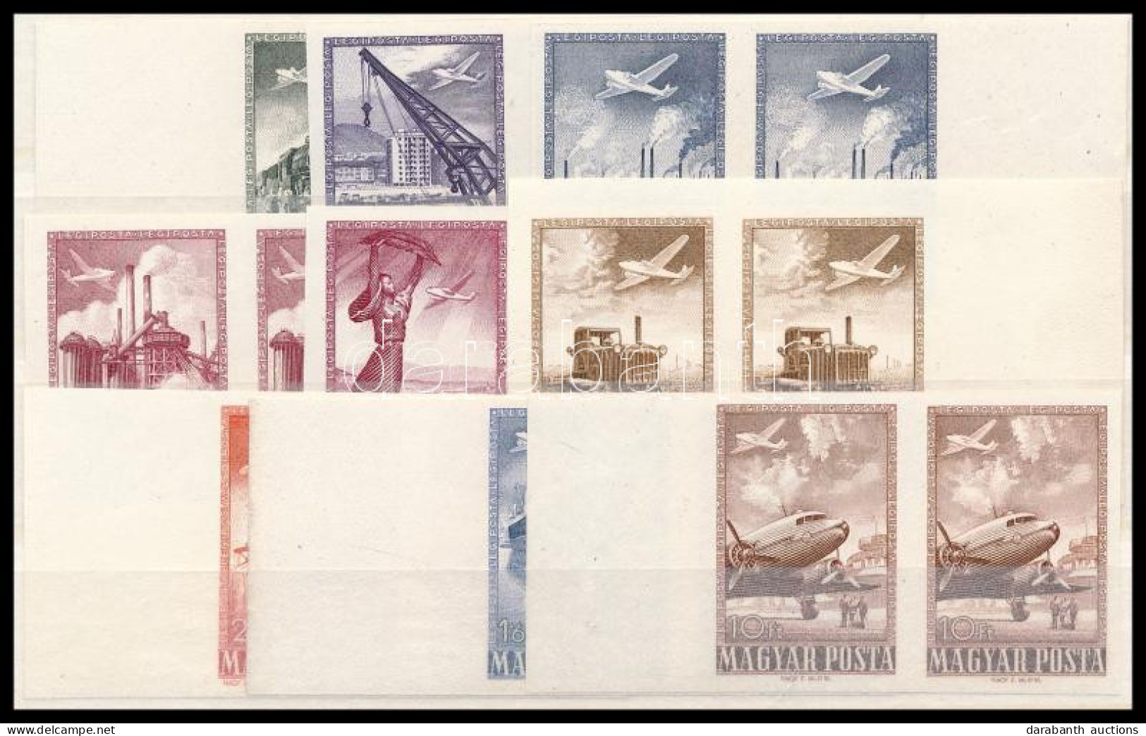 ** 1950 Repülő V. Vágott Sor ívszéli Párokban (50.000) / Mi 1120-1128 Imperforate Margin Pairs - Otros & Sin Clasificación