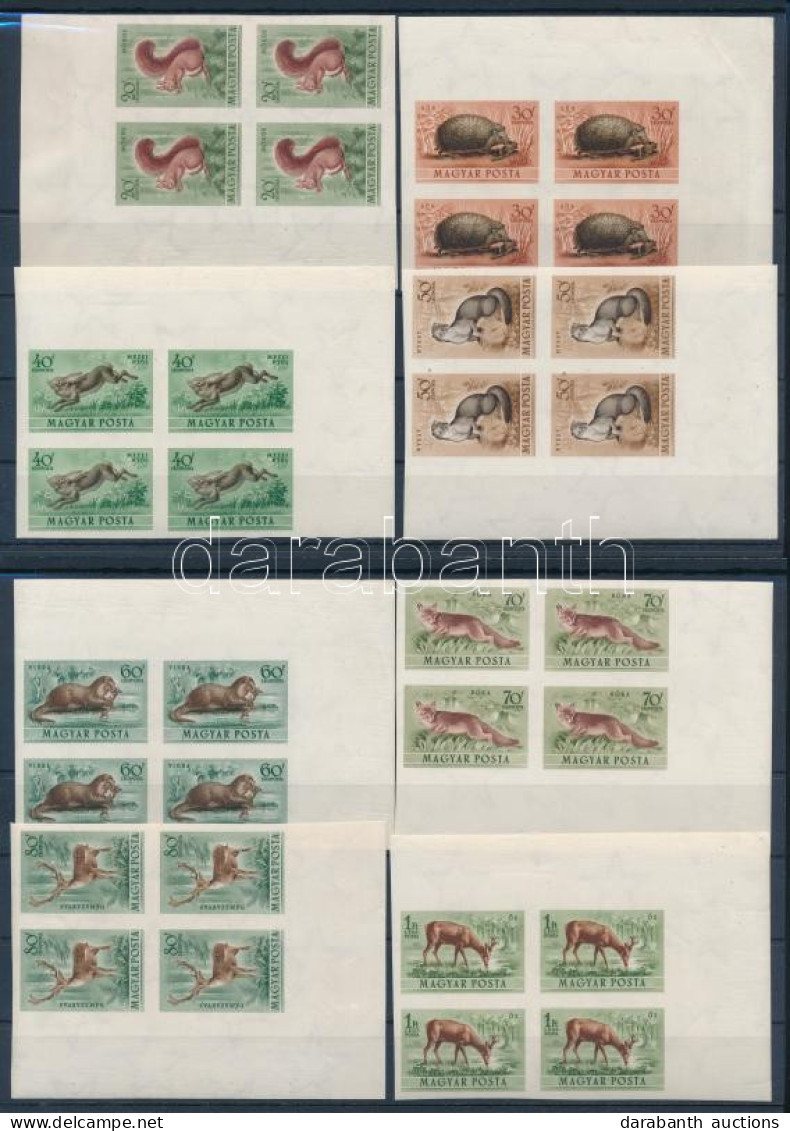 ** 1953 Erdei állatok ívszéli Vágott Sor Négyestömbökben (60.000+++) / Mi 1285-1294 Imperforate Corner Set - Autres & Non Classés