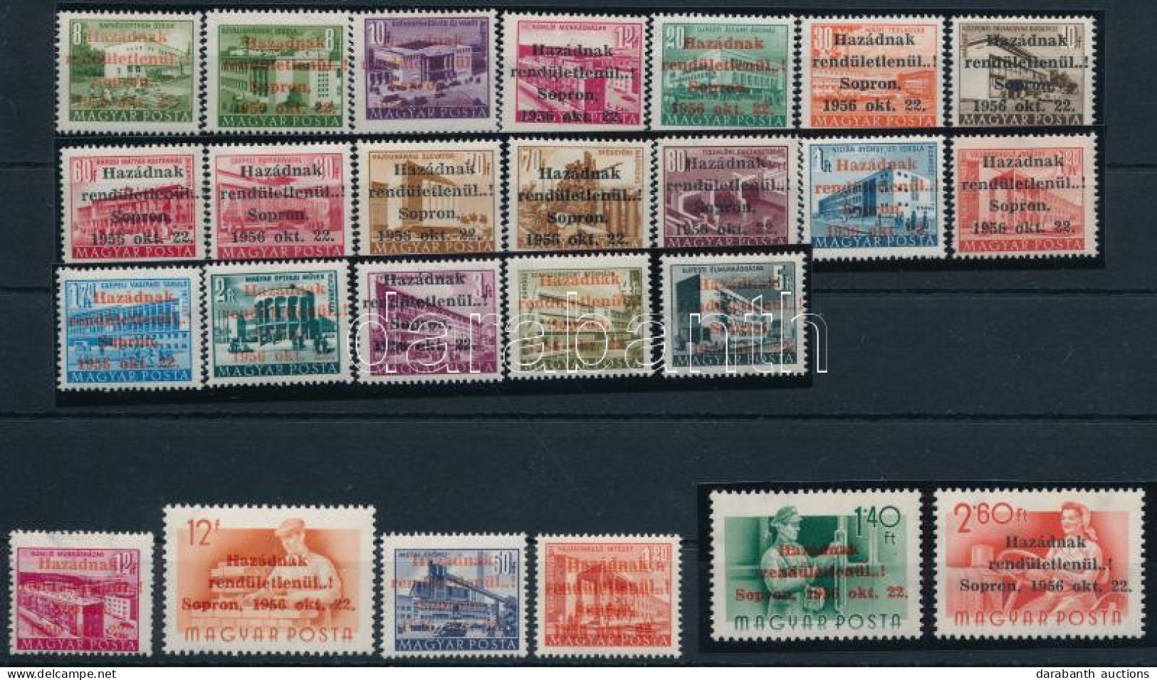 ** 1956 Teljes 25 értékes Soproni Sor Vizsgálójelekkel, Egyben Ritkán Látható Tétel! (2.400.000) / Sopron Local Issue, C - Andere & Zonder Classificatie