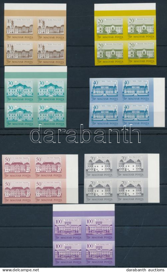 ** 1987 Kastélyok (II.) Vágott ívszéli Négyestömbök (120.000) / Mi 3901-3904 + 3914-3916 Imperforate Margin Blocks Of 4 - Altri & Non Classificati