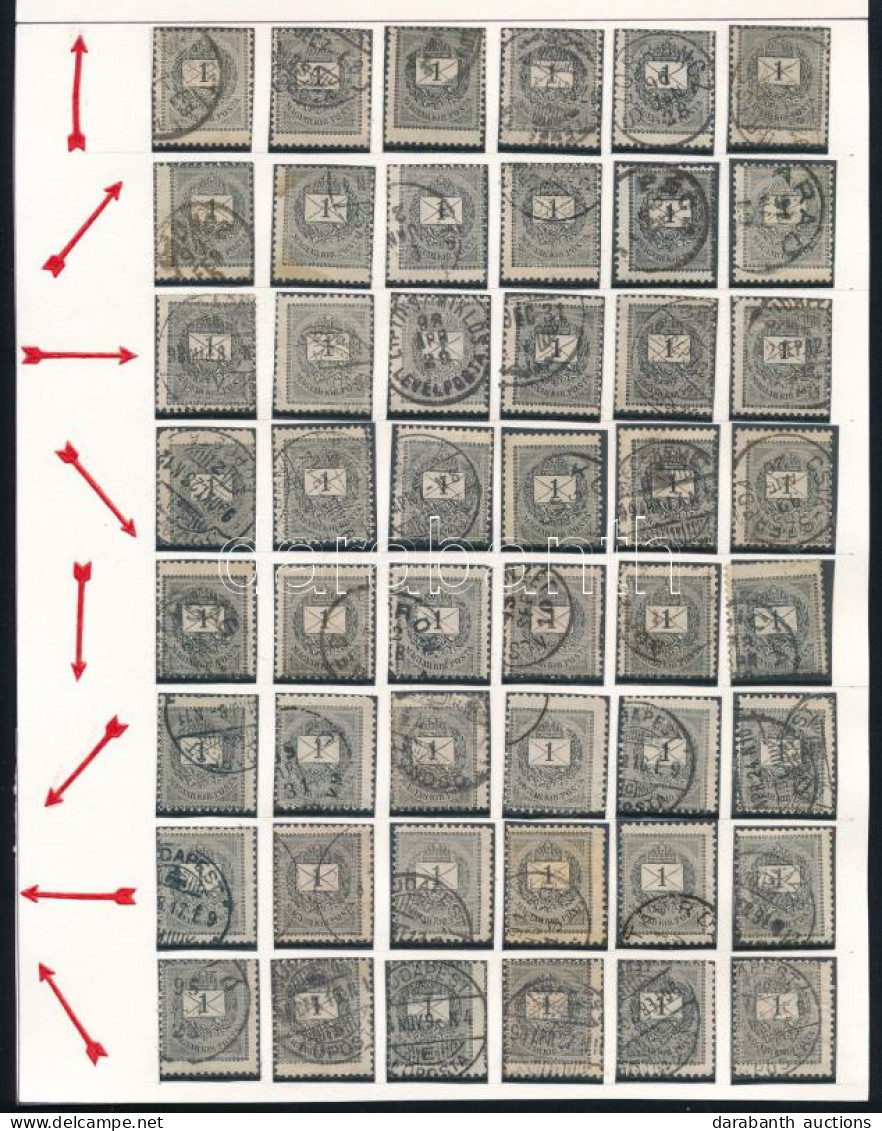 O 48 Db Feketeszámú 1kr Bélyeg Elfogazva / 48 X 1kr With Shifted Perforation - Otros & Sin Clasificación