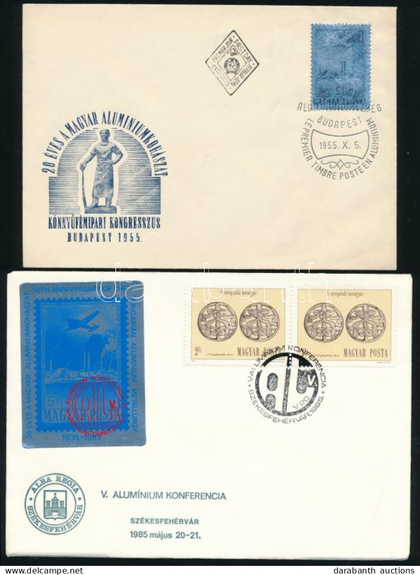 1955-1985 Alumínium FDC + V. Alumínium Konferencia Emlékív Borítékon - Autres & Non Classés