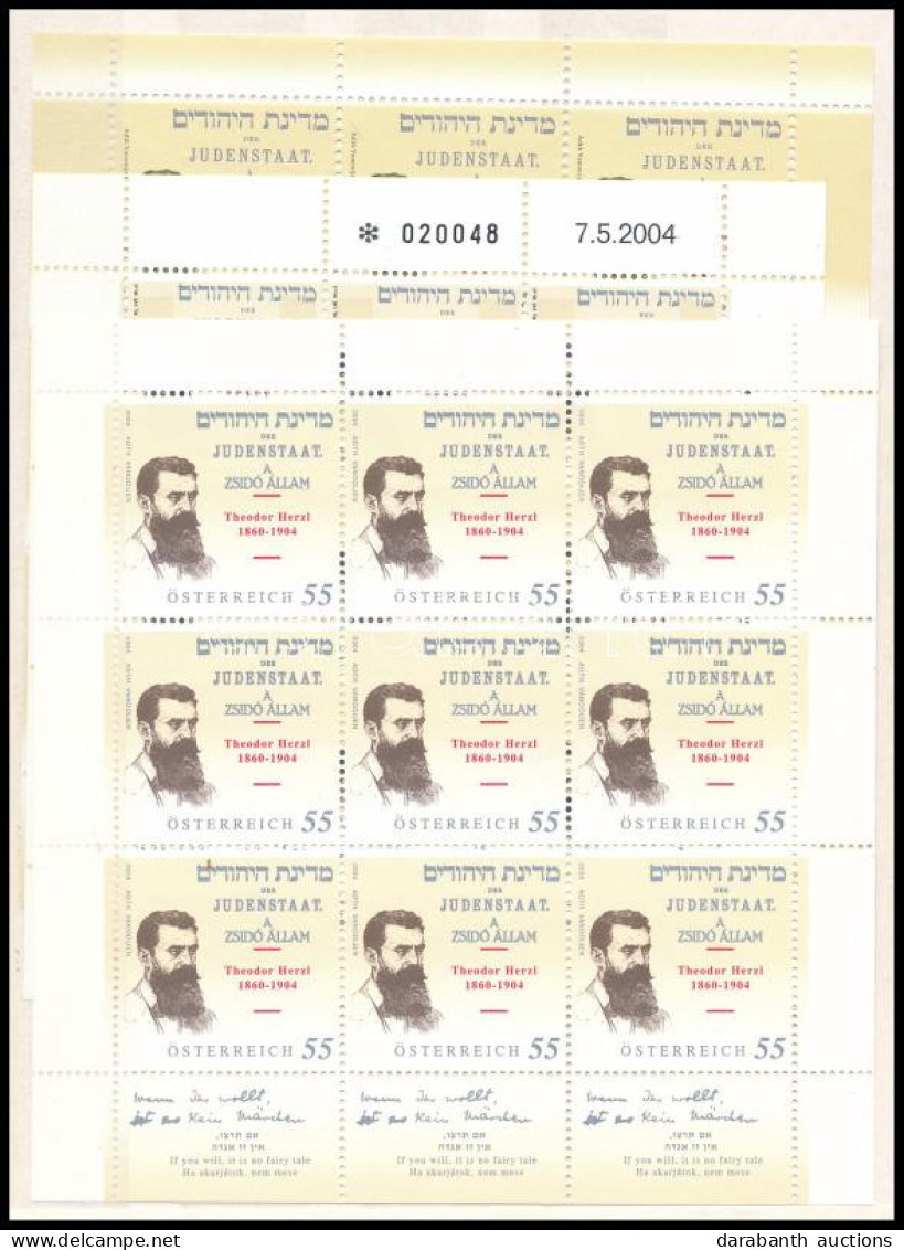 ** 2004 Herzl Tivadar 3 Klf Kisív / 3 Different Mini Sheets - Other & Unclassified