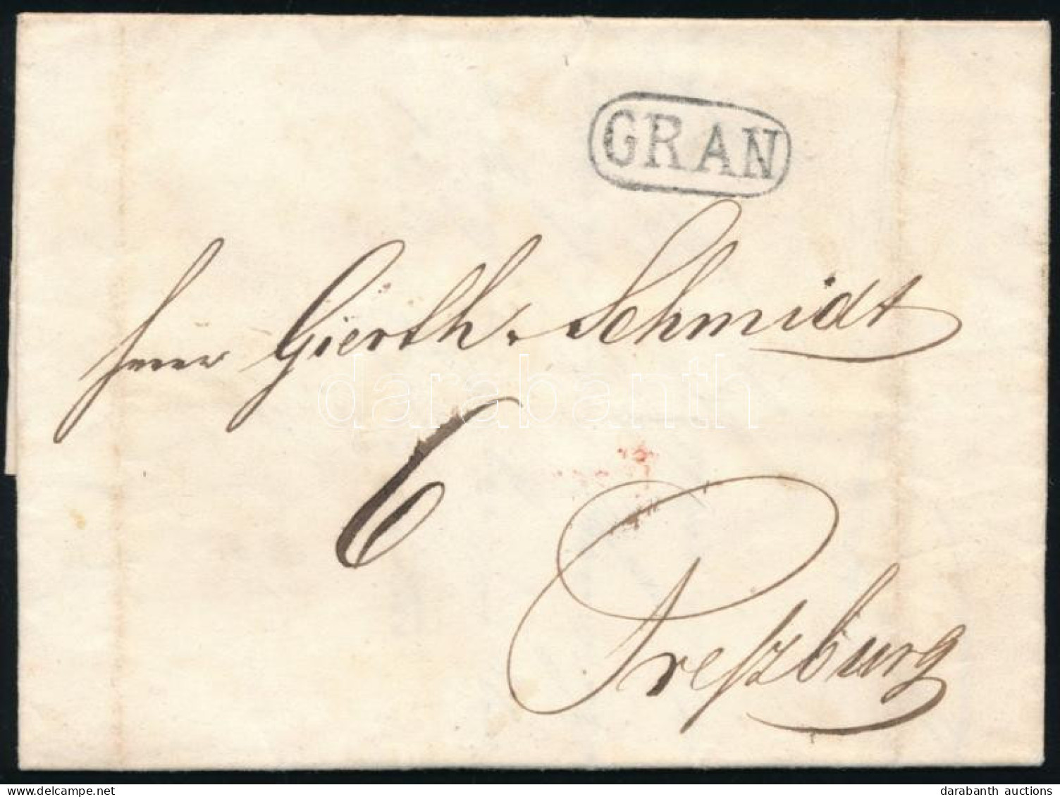 1843 Portós Levél / Unpaid Cover "GRAN" - Pressburg - Otros & Sin Clasificación