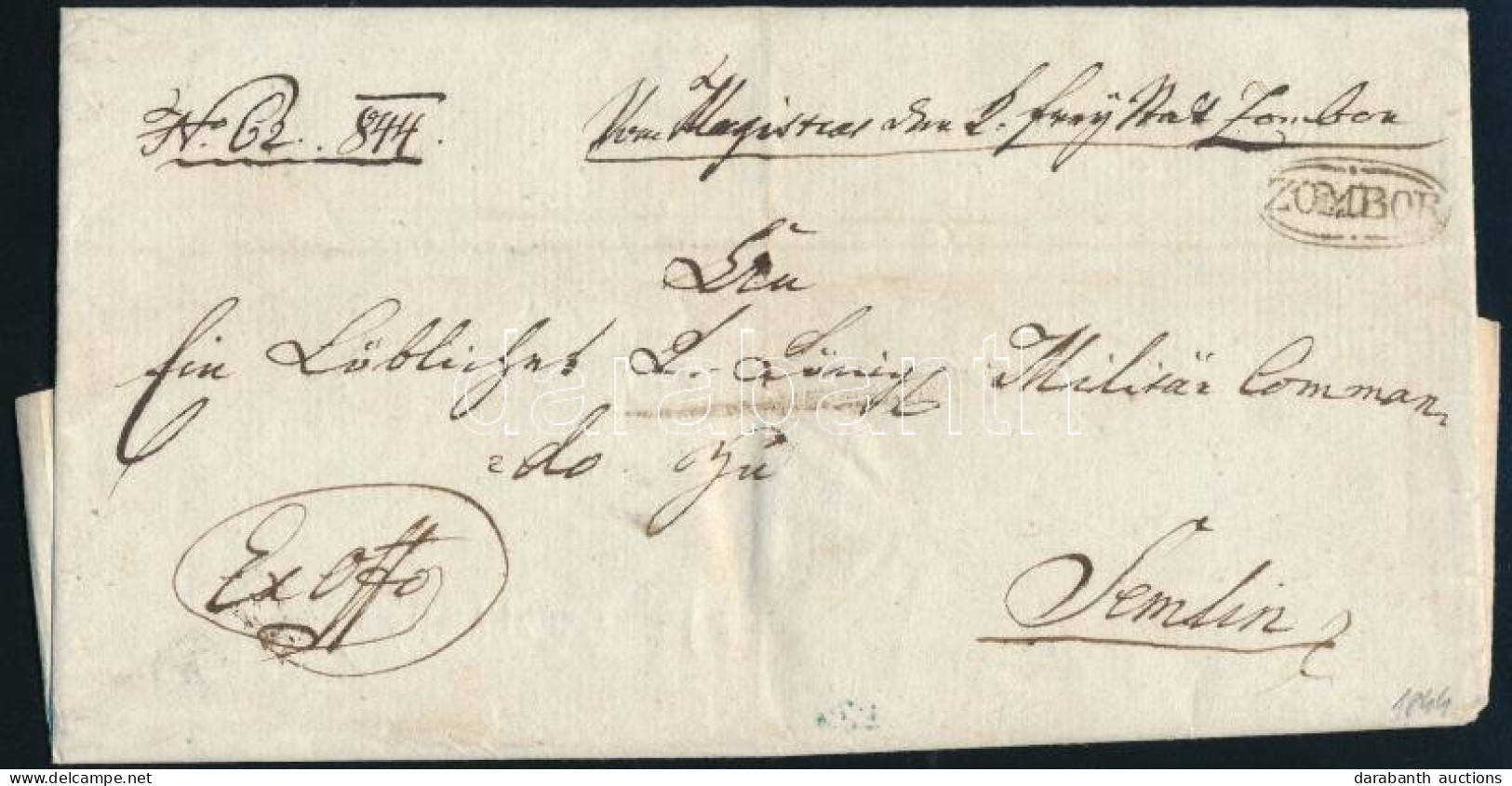 1844 Milit Ex Offo "ZOMBOR" - Kék / Blue "SEMLIN" - Other & Unclassified