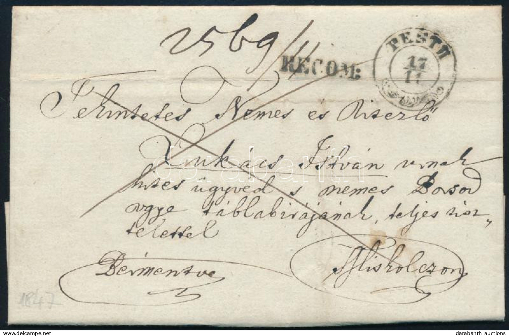 1847 Franco Cover "PESTH" - Miskolc - Other & Unclassified