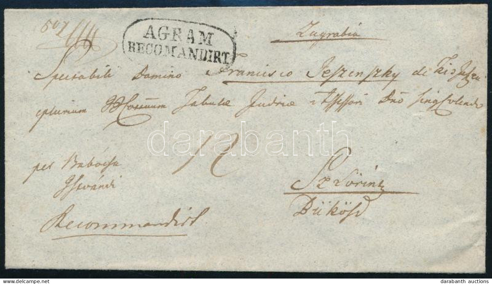 1848 Portós Ajánlott Levél / Unpaid Registered Cover "AGRAM / RECOMANDIRT" - Szörény - Andere & Zonder Classificatie