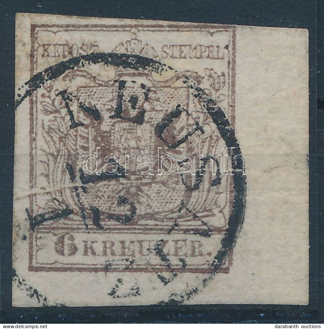 O 1850 6kr Papírráncos ívsarki Bélyeg / Corner Piece With Paper Crease "NEUSATZ" - Other & Unclassified