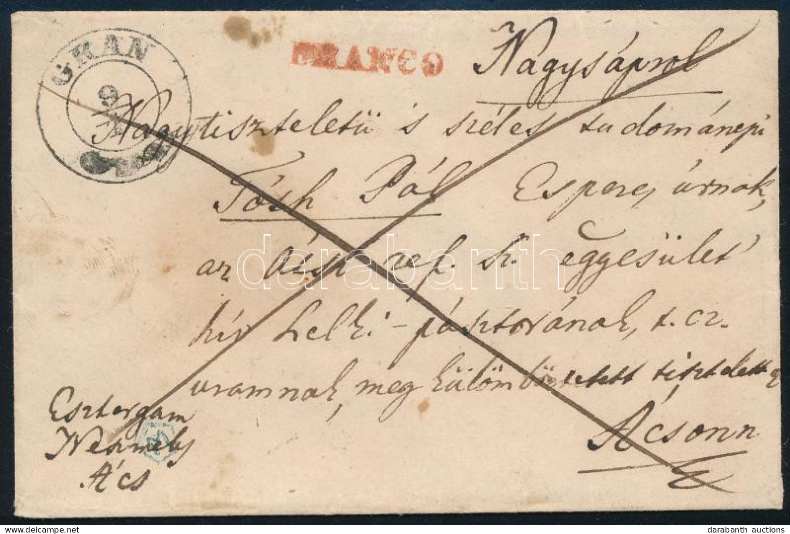 ~1852 Franco Cover "GRAN" - Other & Unclassified