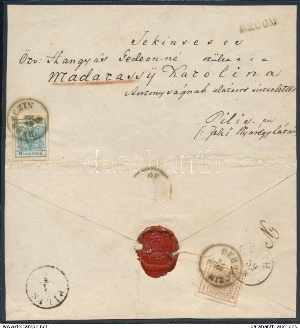 ~1852 6kr + 9kr Ajánlott Levélen (kiállítási Lapra Felragasztva) / 6kr + 9kr On Registered Cover (glued On Paper) "DEBRE - Altri & Non Classificati