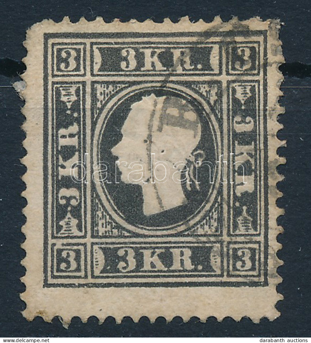 O 1858 3kr Fekete I. Típus (45.000) (bal Felső Sarok Kopott) / 3kr Black Type I. (corner Fault) - Other & Unclassified