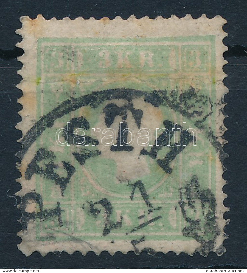 O 1858 3kr Zöld II. Típus (25.000) / 3kr Green Type II. "PESTH" (regiszterhajtás / Folded) - Sonstige & Ohne Zuordnung
