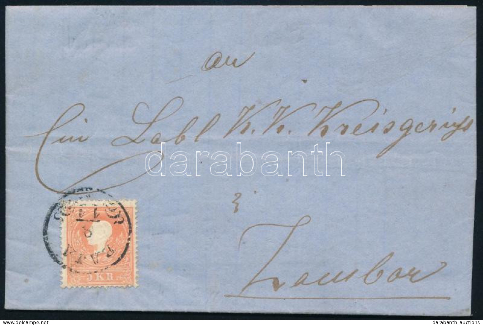 1858 5kr I. Tipus Levélen / On Cover "BAJA" - Autres & Non Classés