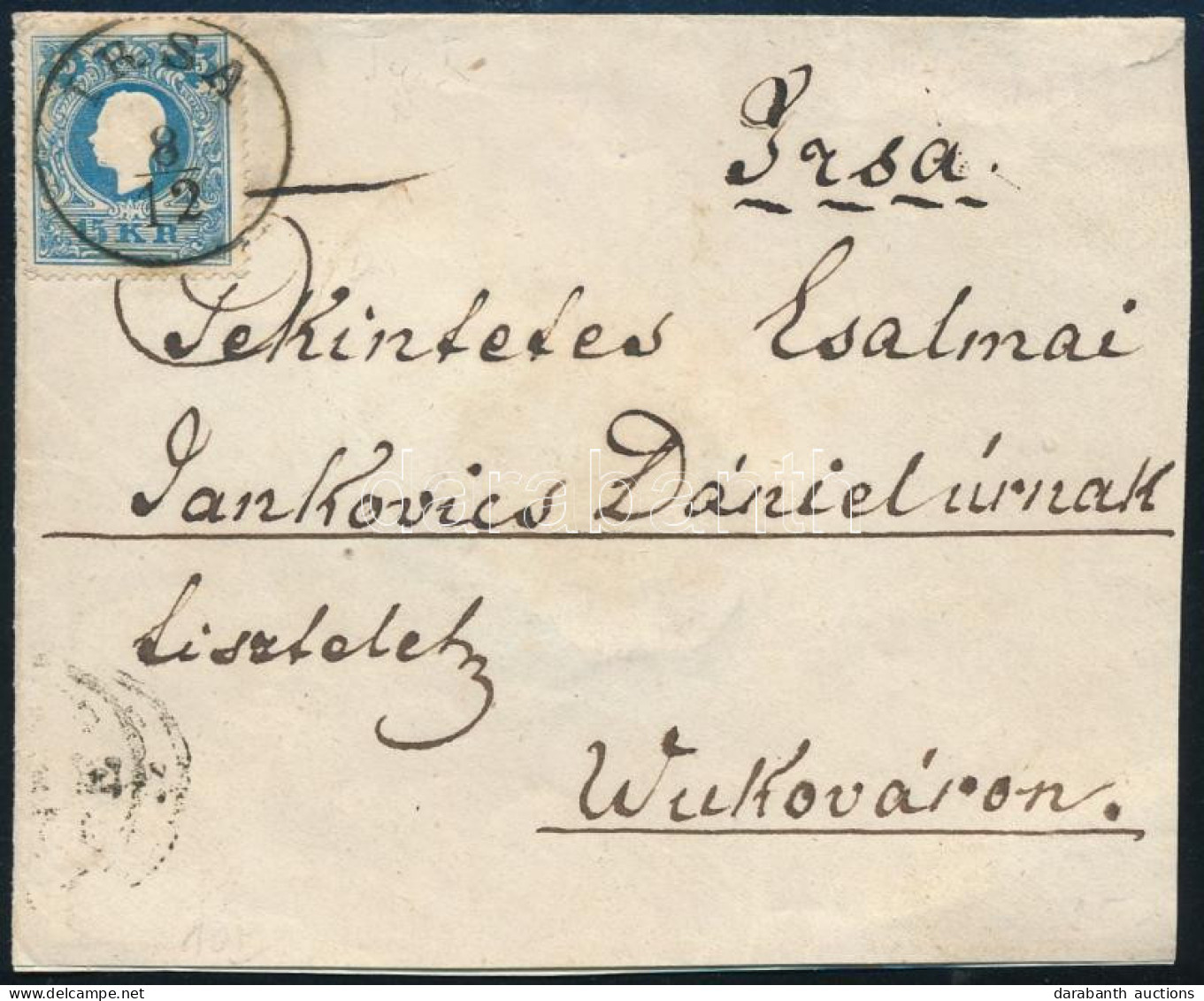 1858 15kr I. Tipus Levélen / On Cover "IRSA" - Other & Unclassified