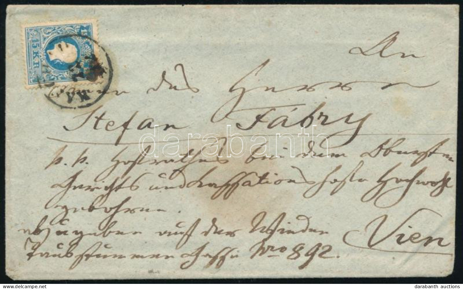 1859 15kr I. Típus Levélen / 15kr Type I. On Cover "KASSA" - Altri & Non Classificati