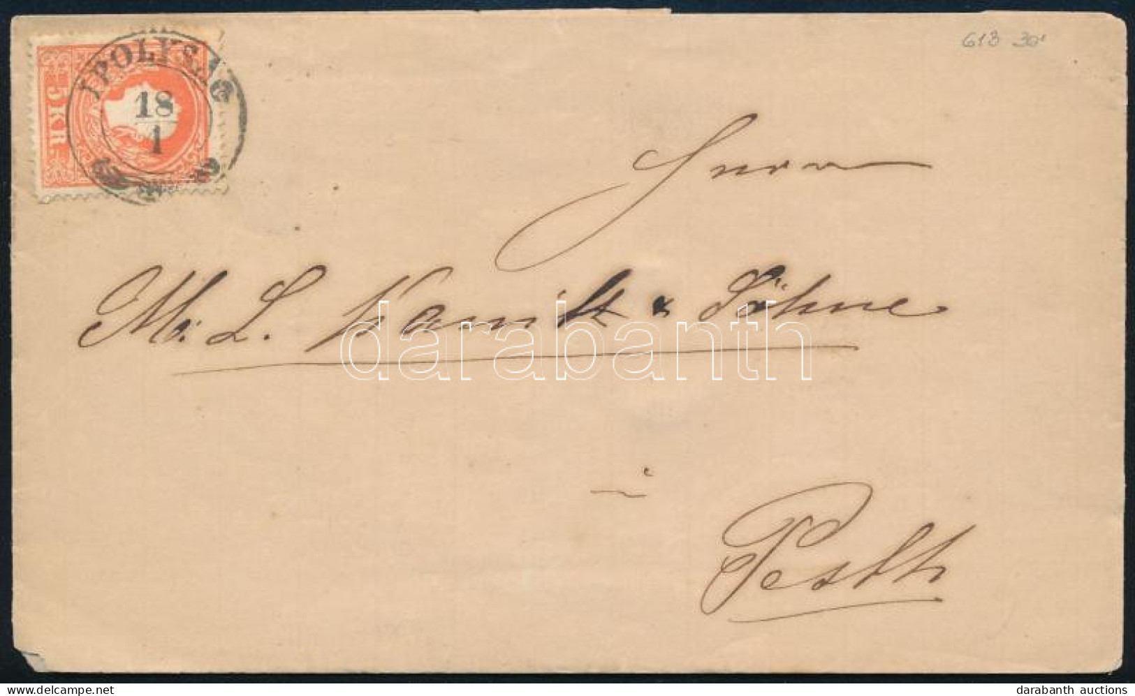 ~1860 5kr II. Tipus Levélen / On Cover "IPOLYSÁG" (Gudlin 150 Pont) - Other & Unclassified