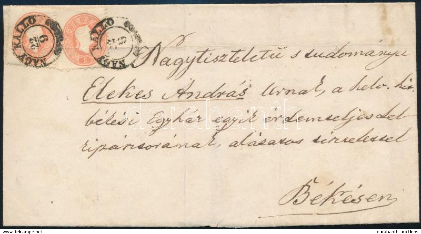 1861 2 X 5kr Levélen / On Cover "NAGY KALLO" (hajtott / Folded) - Altri & Non Classificati