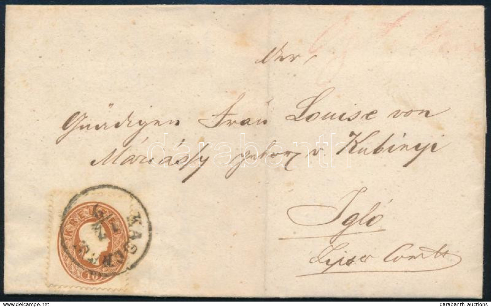 1861 10kr Levélen / On Cover "KASCHAU" - Altri & Non Classificati