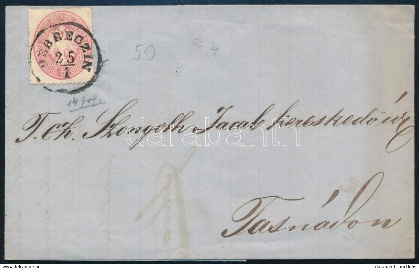 1864 5kr Levélen / On Cover "DEBRECZIN" - Tasnád - Other & Unclassified