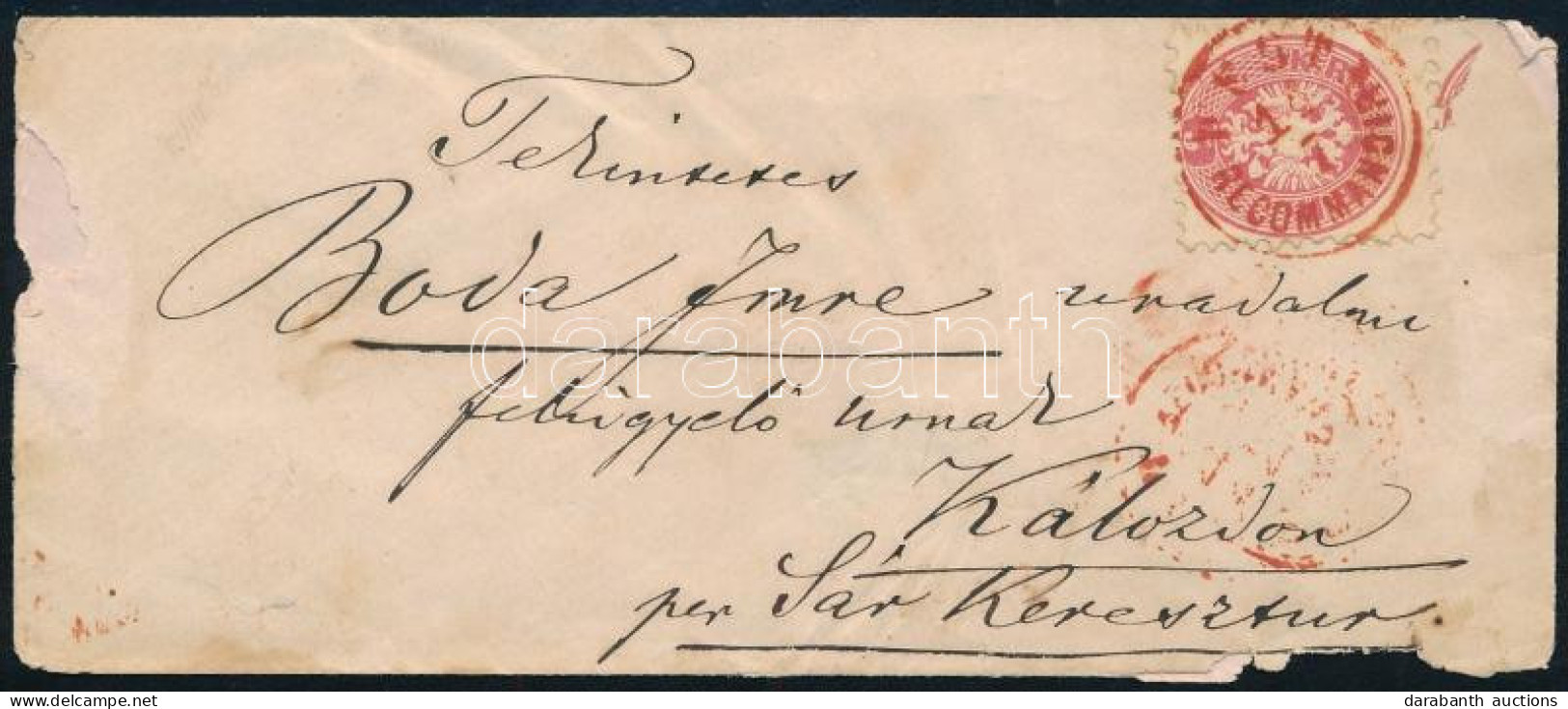 ~1864 5kr + 10kr Ajánlott Levélen (10kr Eltépve) / On Registered Cover, Piros / Red "PEST / RECOMMANDIRT" (10kr Torn Apa - Other & Unclassified